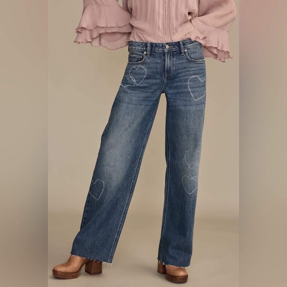 Lucky Legend Laser Hearts Baggy Wide Leg